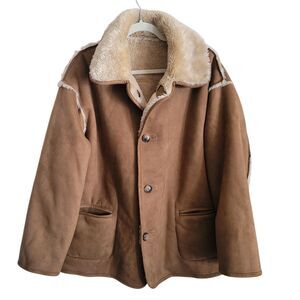 BDG Borg Fleece Reversible Coat Women's Size Large Brown White Outdoor Pennylane